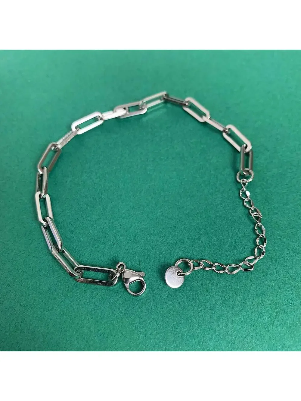 Y2k Cyber Vintage style Paper Clip Stainless Steel Silver Bracelet. High